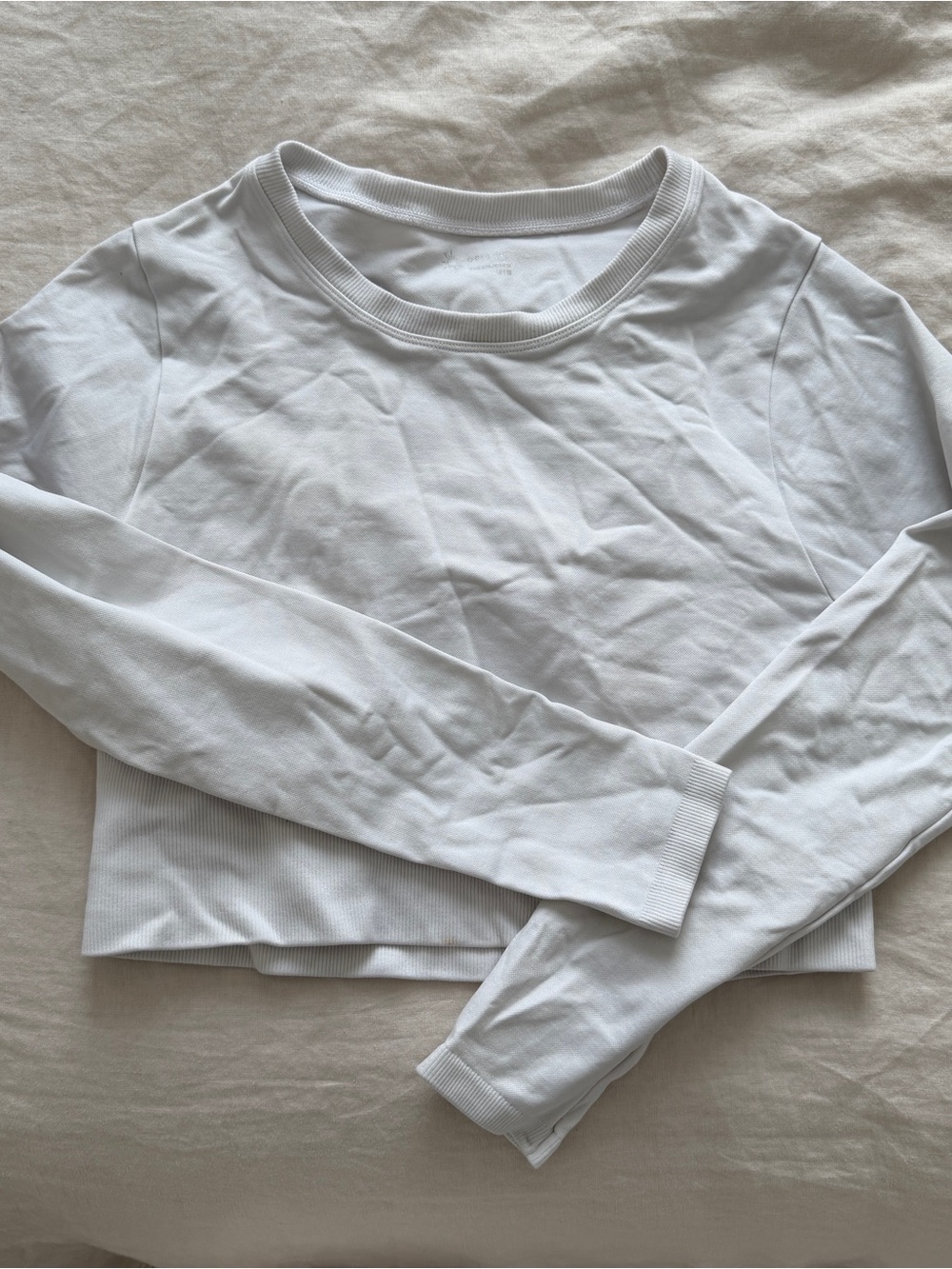 aerie offline long sleeve workout top cropped white